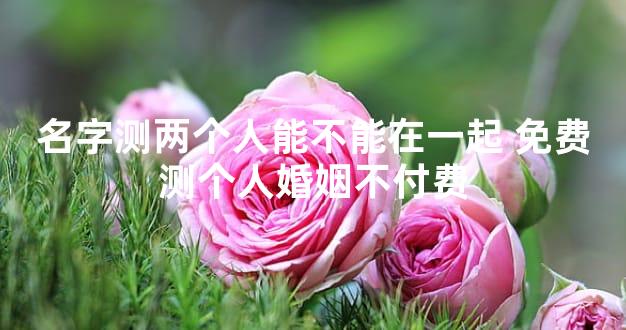 名字测两个人能不能在一起 免费测个人婚姻不付费